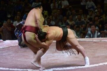 Imágenes de la gran final disputada entre Harumafuji y Kisenosato. El vencedor fue Harumafuji (Mongolia).