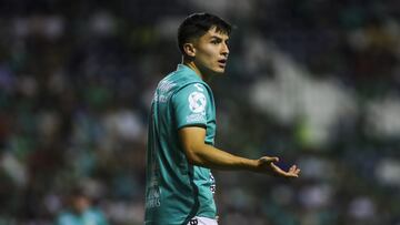 Ivan Moreno of Leon during the 12th round match between Leon and Puebla as part of the Torneo Clausura 2024 Liga BBVA MX at Nou Camp Stadium on March 16, 2024 in Leon, Guanajuato, Mexico.
