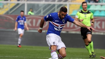 Fabio Qualiarella en un partido disputado con la Sampdoria ante el Renzo.