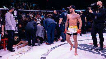 Sergio Pettis, tras noquear a Horiguchi en Bellator 272.