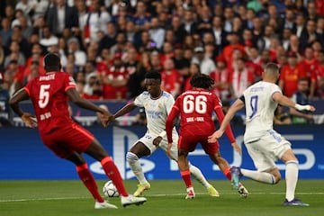 Real Madrid's Brazilian striker Vinicius Junior (2nd L) 