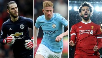 De Gea, De Bruyne y Salah. 