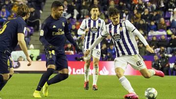 VALLADOLID. PHOTOGENIC/PABLO REQUEJO. 26/01/20. FUTBOL, PARTIDO DE LIGA SANTANDER TEMPORADA 2019/2020 ENTRE EL REAL VALLADOLID Y EL REAL MADRID. UNAL Y CASEMIRO