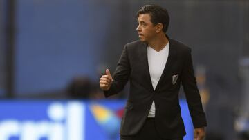 River Plate&#039;s coach Marcelo Gallardo arrives at the field for a local league soccer match against Boca Juniors at the Bombonera stadium in Buenos Aires, Argentina, Sunday, March 14, 2021.(Marcelo Endelli/Pool via AP)