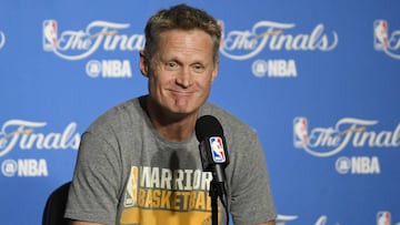 Steve Kerr, entrenador de los Golden State Warriors, durante una rueda de prensa de las Finales ante los Cleveland Cavaliers.