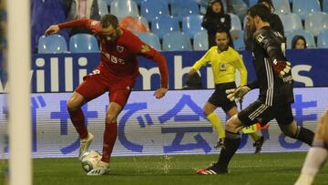 Higinio, en un partido del Numancia.