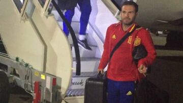 Juan Mata, a su llegada a Londres para disputar el partido ante Inglaterra.