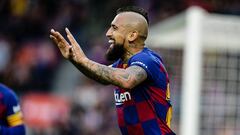 22 Arturo Vidal from Chile of FC Barcelona celebrating a goal during La Liga match between FC Barcelona and Deportivo Alaves at Camp Nou on December 21, 2019 in Barcelona, Spain.
 
 
 21/12/2019 ONLY FOR USE IN SPAIN