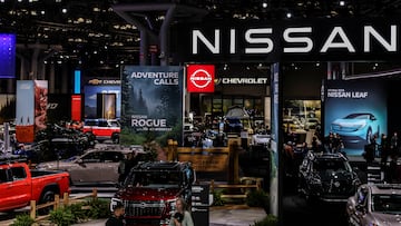 FILE PHOTO: Nissan vehicles are displayed at the New York International Auto Show Press Preview in New York City, U.S., April 16, 2025. REUTERS/Jeenah Moon/File Photo
