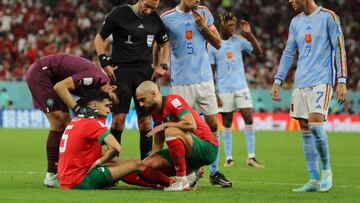 Aguerd tuvo que ser sustituido. Amrabat se preocup¨® por ¨¦l.