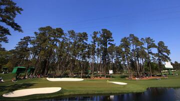 A general view of the 16th hole during a practice round prior to the Masters at Augusta National Golf Club on April 06, 2021 in Augusta, Georgia.  