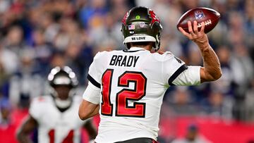 TAMPA, FLORIDA - JANUARY 16: Tom Brady #12 of the Tampa Bay Buccaneers throws a pass against the Dallas Cowboys during the first half in the NFC Wild Card playoff game at Raymond James Stadium on January 16, 2023 in Tampa, Florida.   Julio Aguilar/Getty Images/AFP (Photo by Julio Aguilar / GETTY IMAGES NORTH AMERICA / Getty Images via AFP)