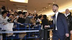 Sergio Ramos a la llegada de la expedici&oacute;n del Real Madrid a Tokio.