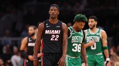 Jimmy Butler, la estrella de Miami Heat, en uno de los partidos frente a los Boston Celtics.