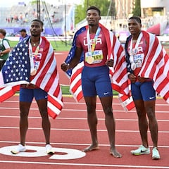 Fred Kerley leads US to first men’s 100m sweep in 30 years