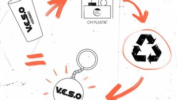 #vesozerowaste - proceso de conversi&oacute;n de un vaso en llavero en el stand de CM Plastik del VESO Valencia. 