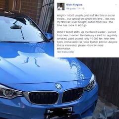 Kyrgios pone en venta su primer coche "inmaculado" en Facebook