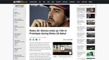 Noticia de la participación de Alonso en Daytona de la NBC.