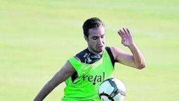 <b>MOTIVADO. </b>Ayoze en el entrenamiento de ayer.