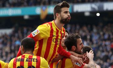 Piqué, en la celebración del 29 de marzo de 2014.