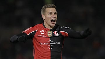 Julio Cesar Furch celebrates his goal 0-2 of Atlas during the game FC Juarez vs Atlas, corresponding to day 10 of the Torneo Clausura Grita Mexico C22 of Liga BBVA MX, at Olimpico Benito Juarez Stadium, on March 11, 2022.
 
 &lt;br&gt;&lt;br&gt;
 
 Julio 