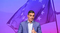 Spanish Prime Minister Pedro Sanchez delivers a speech during the congress of the Party of the European Socialists (PES) in Berlin on October 15, 2022. (Photo by Tobias SCHWARZ / AFP) (Photo by TOBIAS SCHWARZ/AFP via Getty Images)