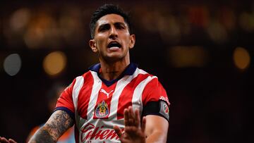 during the Quarterfinals first leg match between Guadalajara and Toluca as part of the Torneo Clausura 2024 Liga BBVA MX at Akron Stadium on May 08, 2024 in Guadalajara, Jalisco, Mexico.