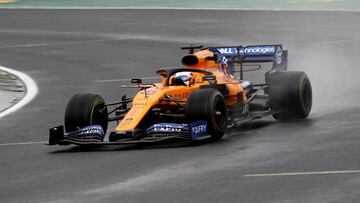 Mclaren driver Carlos Sainz of Spain steers his car during the second practice session of the Hungarian Formula One Grand Prix at the Hungaroring racetrack in Mogyorod, northeast of Budapest, Hungary, Friday, Aug. 2, 2019. The Hungarian Formula One Grand Prix takes place on Sunday. (AP Photo/Laszlo Balogh)