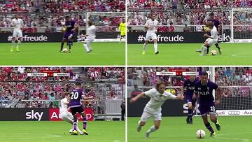 Secuencia del ca&ntilde;o que Dele Alli tir&oacute; a Luka Modric en el Real Madrid-Tottenham de semifinales de la Audi Cup de 2015.