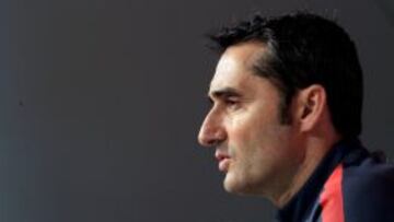 Ernesto Valverde durante la rueda de prensa previa a la ida de las semifinales de Copa ante el Espanyol.