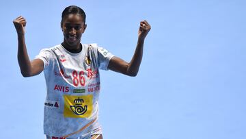 Alexandrina Cabral Barbosa celebra un gol ante Alemania en el Europeo.