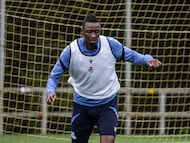 Sadiq Umar, en un entrenamiento con la Real Sociedad.