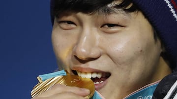 Medals Ceremony - Skeleton - Pyeongchang 2018 Winter Olympics - Men's Skeleton - Medals Plaza - Pyeongchang, South Korea - February 16, 2018 - Gold medalist Yun Sung-bin of South Korea on the podium. REUTERS/Kim Hong-Ji