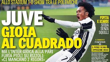 Juan Guillermo Cuadrad, portada de la Gazzetta dello Sport