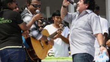 Maradona, en un concierto en la India el pasado 24 de octubre.