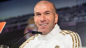GRAF9573. MADRID, 29/11/2019.- El técnico del Real Madrid Zinedine Zidane, durante la rueda de prensa posterior al entrenamiento del equipo este viernes en la Ciudad Deportiva de Valdebebas, en la víspera del partido de la 15 jornada de Liga