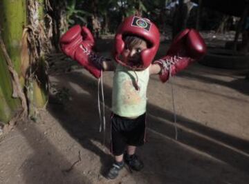 Escuela de boxeo en la comunidad ind¨ªgena de Pacayita en la ciudad de Masaya, Nicaragua.