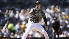 SAN DIEGO, CA - OCTOBER 2: Blake Snell #4 of the San Diego Padres pitches during the first inning of a baseball game against the Chicago White Sox October 2, 2022 at Petco Park in San Diego, California.   Denis Poroy/Getty Images/AFP