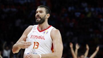 Basketball - FIBA World Cup - First Round - Group C - Spain v Iran - Guangzhou Gymnasium, Guangzhou, China - September 4, 2019. Spain's Marc Gasol reacts. REUTERS/Jorge Silva