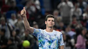 Hubert Hurkacz, tras ganar a Sebastian Korda en el Shanghai Masters.