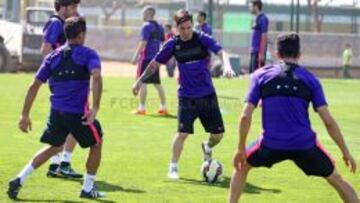 Buen ambiente en un entrenamiento sin Mathieu