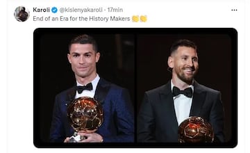 “El fin de una era”: las mejores reacciones en redes por la ausencia de Messi y Cristiano en el Balón de Oro