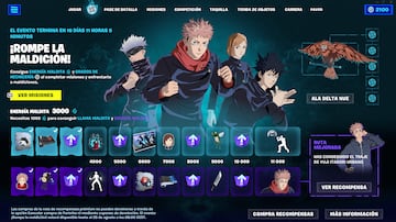 fortnite colaboracion jujutsu kaisen evento rompe la maldicion novedades recompensas