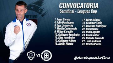 Cruz Azul da su lista para la semifinal de la Leagues Cup