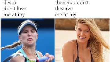 Genie Bouchard subi&oacute; una comparativa de fotos durante un partido y un posado para pedir que sea noticia por su tenis y no s&oacute;lo por su actividad en las redes sociales.