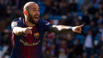 Aleix Vidal marcó uno de sus últimos goles con el Barcelona en la goleada ante el Real Madrid en el Bernabéu (0-3).