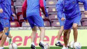 Los jugadores levantinistas durante un entrenamiento.