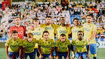 Once del Cádiz CF en el Municipal de Butarque para enfrentarse al Leganés. Foto: Cádiz CF.