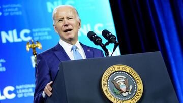 U.S. President Joe Biden delivers remarks at the afternoon general session of the National League of Cities' Congressional City Conference at the Marriott Marquis in Washington, U.S., March 14, 2022. REUTERS/Sarah Silbiger