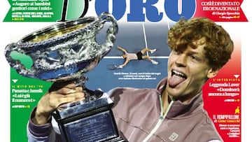 Portada de La Gazzetta dello Sport del 29 de enero de 2024 dedicada a la victoria de Jannik Sinner en el Open de Australia